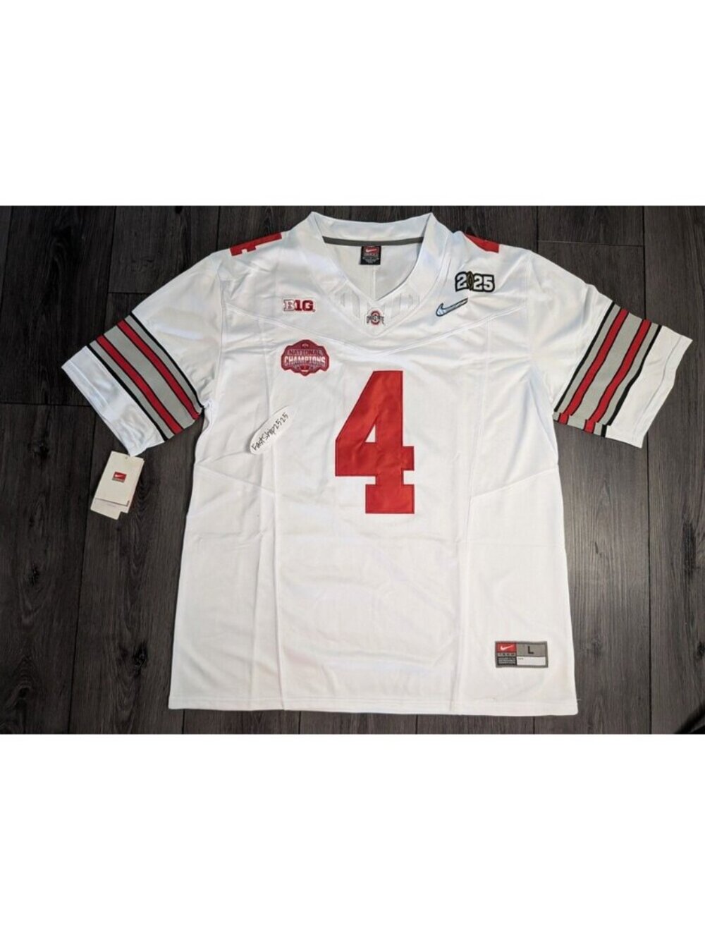 Jeremiah Smith #4 Ohio State Buckeyes White Jersey Stitched Size Large